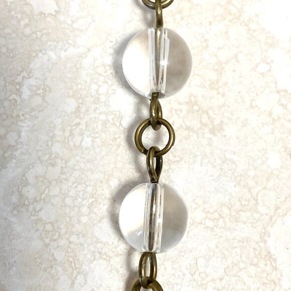 Genuine Clear Quartz Short Necklace, Bronze Slim Mushroom + Natural Gemstone - Picture 9 of 16